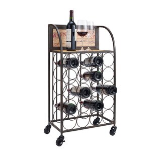 Linon Wood and Metal Wine Rack with Wheels
