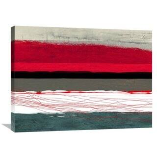 Naxart Studio 'Abstract Stripe Theme Red Grey And White' Stretched Canvas Wall Art