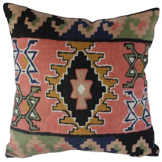 Kilim Wool Chainstitch Pillow Cover (India)