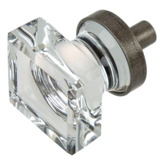 GlideRite 1-inch Aged Pewter Square Glass Cabinet Knobs (Pack of 10 or 25)