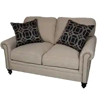 Porter Isabelle Colorado Cocoa Beige Loveseat with 2 Woven Accent Pillows