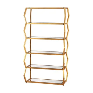 Dimond Home Anjelica Bookshelf in Gold Leaf and Clear Mirror