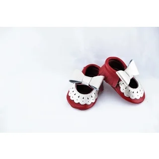 Genuine Leather Red Mary Jane Baby/ Toddler Moccasin 12-18 Month Shoes
