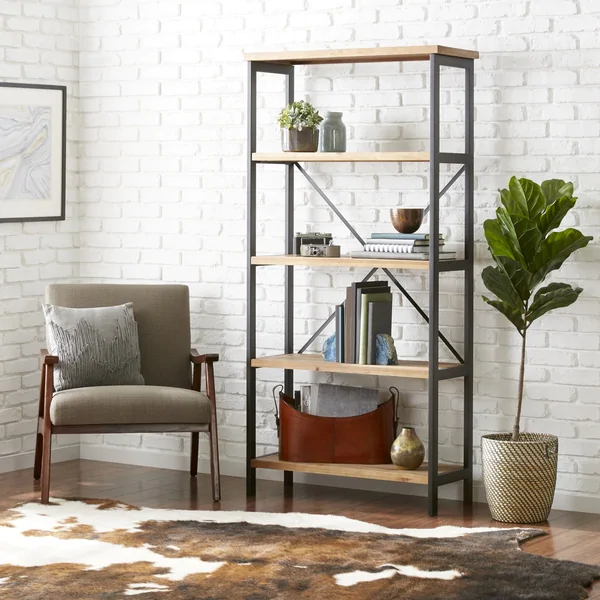 Perth 5-Shelf Industrial Bookcase by Christopher Knight Home