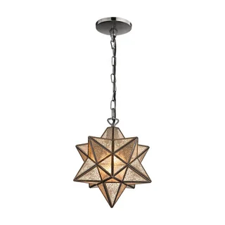Sterling Home Moravian Star Pendant Oiled Bronze 10-inch Metal Pendant with Antiqued Mercury Glass