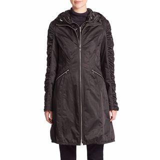 DL2 By Dawn Levy Women's Cali Black 3/4 Hooded Raincoat