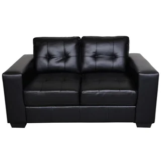Sitswell Harper Black Bonded Leather Contemporary Loveseat