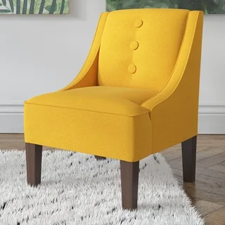 Skyline Furniture Linen French Yellow 3-button Swoop Arm Chair
