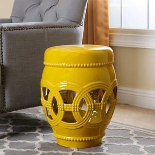 Abbyson Whitney Yellow Ceramic Oversized Garden Stool