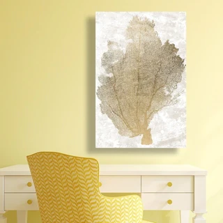 Gold Coral Fan 2' Canvas Art
