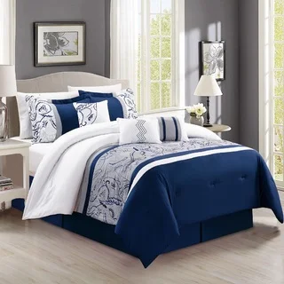 Fashion Street Peacock 7-piece Embroidered Comforter Set