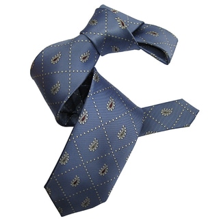 Dmitry Men's Light Blue Italian Patterned Silk Tie
