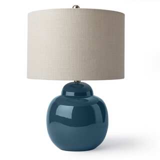 Indigo and Linen Ceramic Table Lamp