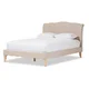 Maison Rouge Adrian French Classic Modern Style Beige Linen Fabric Platform Bed - Thumbnail 1
