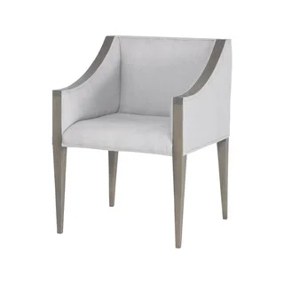 Dimond Home Ashley Side Chair In Waterfront Grey Stain With Morning Mist Linen Upholstery