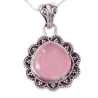 Handcrafted Sterling Silver 'Petals' Quartz Necklace (India)