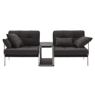 Catania Two-Piece Black Leather Sofa Set