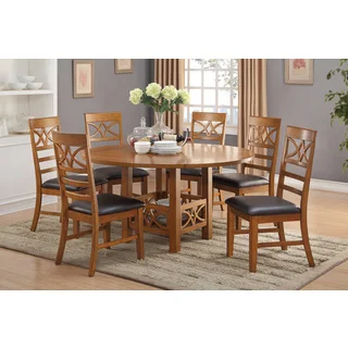 Honefoss 7 Piece Dining Set in Brown Finish