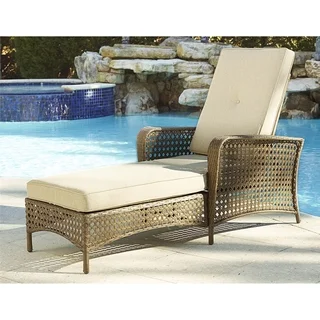 Cosco Outdoor Steel Woven Wicker Chaise Lounge Chair