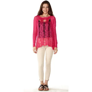 Dinamit Junior Loose Knit Pullover Pink Sweater
