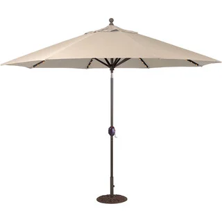 Galtech 9 ft. Auto Tilt LED Umbrella with Antique Bronze Pole and Sunbrella Shade