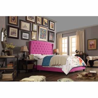 Moser Bay Queen Size Tufted Wingback Upholstered Bed Set