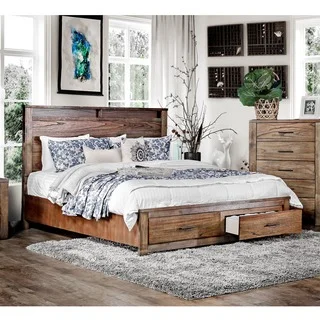 Furniture of America Casso Rustic Oak Storage Platform Bed