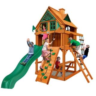 Gorilla Playsets Chateau Treehouse Tower Swing Set with Fort Add-On and Amber Posts