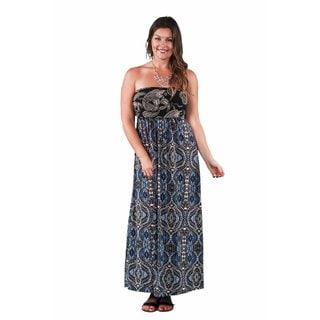 24/7 Comfort Apparel Women's Plus Size Abstract Paisley Tube Maxi