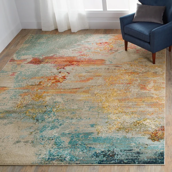 The Curated Nomad Elsie Coastal Abstract Rug (5'3 x 7'3)