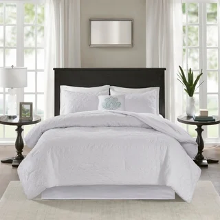 Madison Park Mansfield Quilted White Comforter Set