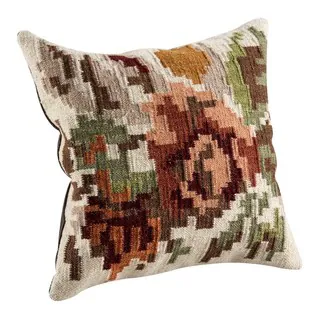 M.A.Trading Hand-woven Indo Karba2 Cream Pillow (18-inch x 18-inch)