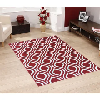 Berrnour Home Rose Collection Moroccan Trellis Design Area Rug With Non-Skid (Non-Slip) Rubber Backing (5'X6'6")