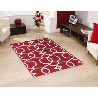 Berrnour Home Rose Collection Moroccan Trellis Design Area Rug With Non-Skid (Non-Slip) Rubber Backing (5'X6'6")