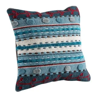 M.A.Trading Hand-woven Indo Abramo Turquoise Pillow (24-inch x 24-inch)