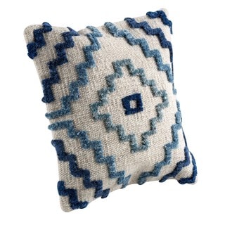 M.A.Trading Hand-woven Indo Vitale Blue Pillow (18-inch x 18-inch)