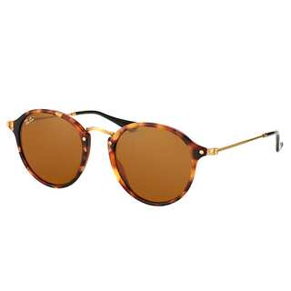 Ray-Ban RB 2447 1160 Spotted Brown Havana Plastic Round Sunglasses Brown Lens