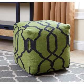 ABBYSON LIVING Green Crystal Lattice 18-inch Square New Zealand Wool Pouf