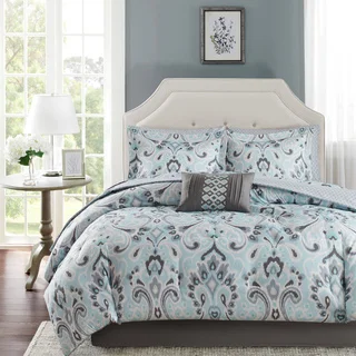 Madison Park Essentials Silvia Blue Complete Bed Set-Sheet Set Included