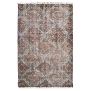 Hand-Knotted Diamond /Polyester Rug (5'X8')