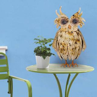 Sunjoy Friendly Owl 22-inch Painted Metal Garden Statue
