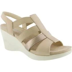 Women's Flexus by Spring Step Monnie Slingback Wedge Sandal Soft Gold Leather