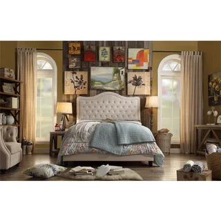 Adella Linen Tufted Upholstered Queen Size Bed Frame