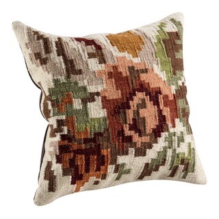 M.A. Trading Hand-woven Karba2 Cream Pillow (16-inch x 16-inch)