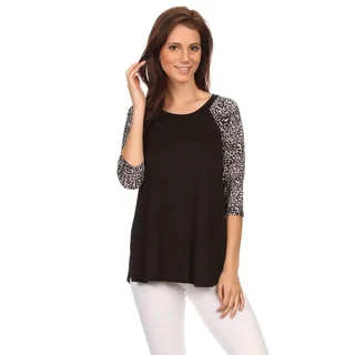 MOA Collection Women's Animal Sleeve Top