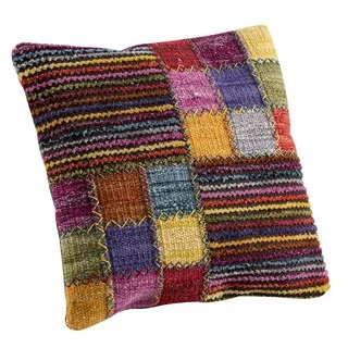 M.A. Trading Hand-woven Khema4 Brown/Multi Pillow (16-inch x 16-inch) (India)