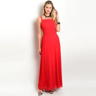 Shop the Trends Women's Sleeveless Gown with Square Neckline and Empire Waist