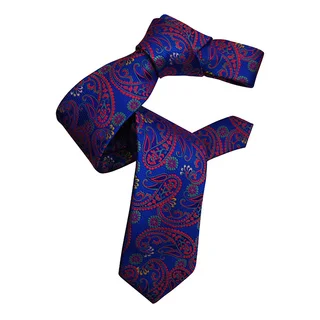 Dmitry Men's Blue Italian Paisley Patterned Silk Tie