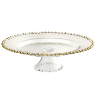 Elegance 13" gold beaded footed cake stand