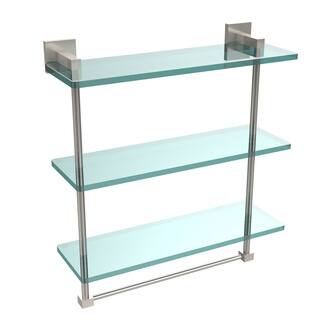 Allied Brass Montero Collection 16-inch Triple Tiered Glass Shelf with integrated towel bar